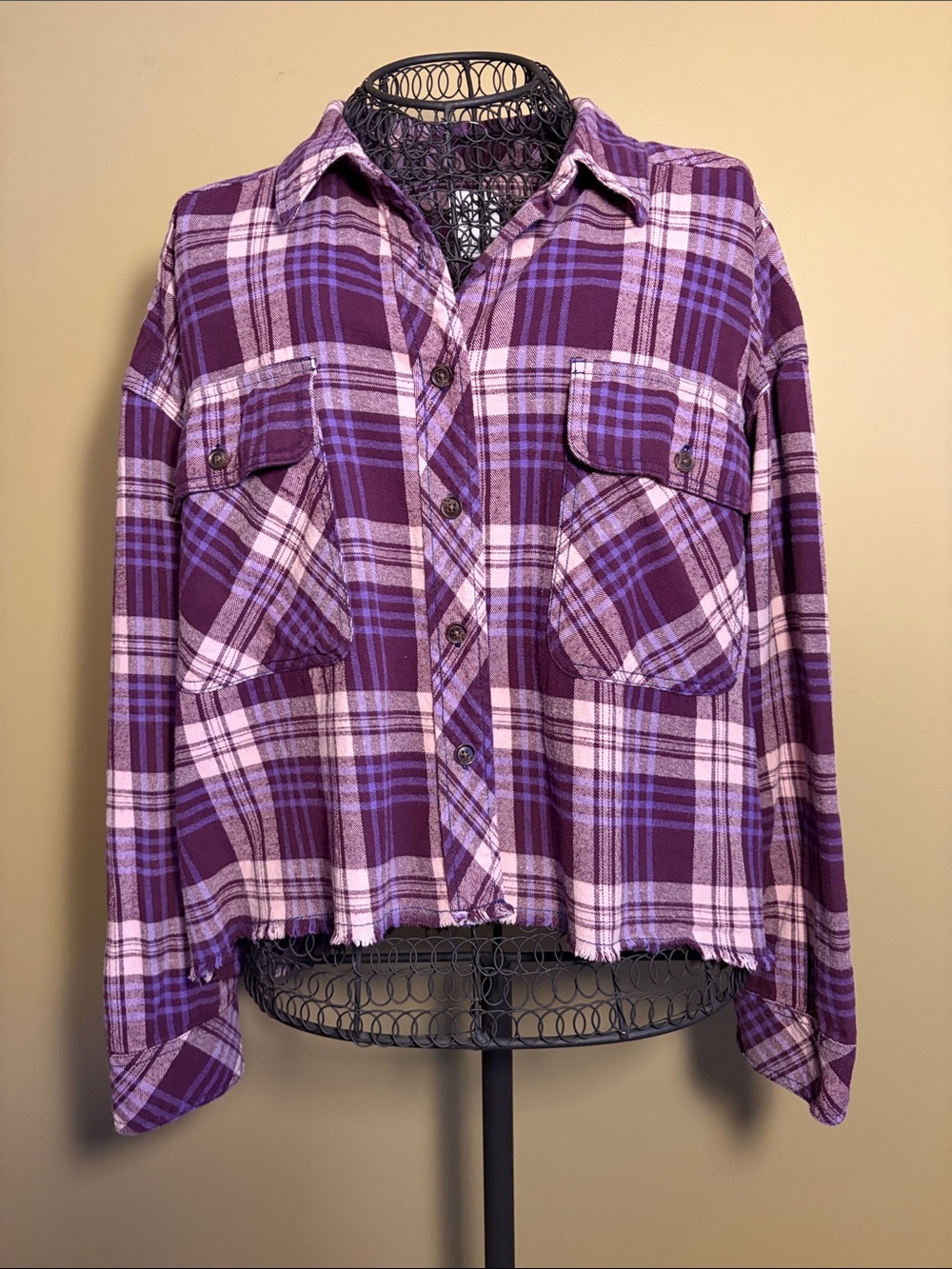 BDG Plum/Pink Plaid Button-Down Shirt